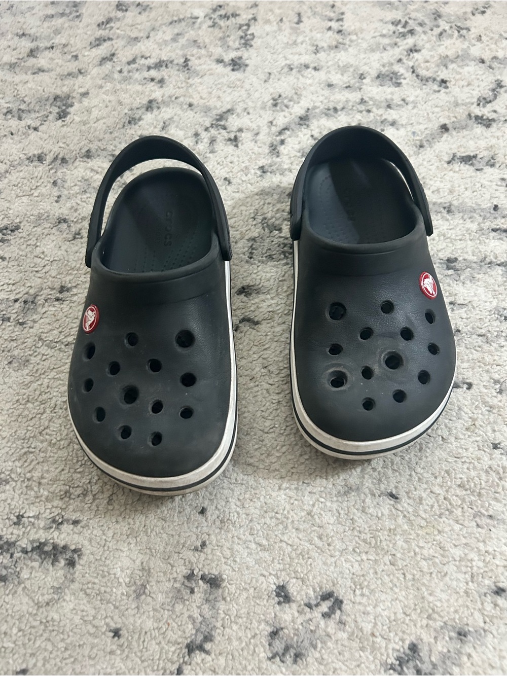 CROCS Black Kids Clogs with White Trim Size 13 C